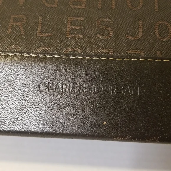 rare CHARLES JOURDAN Paris leather handbag brown rectangular purse Vintage - Picture 5 of 12